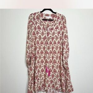 Natalie Martin Damask Print dress in Magenta and Ivory